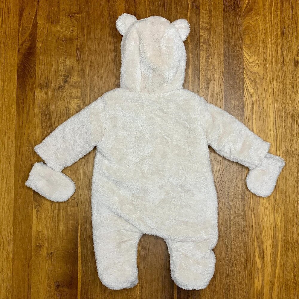 JOJO MAMAN BEBE Mocha Bear Snowsuit 0-3 months Baby Infant Bunting Fleece Romper - Picture 2 of 12